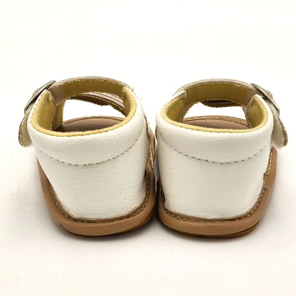 Baby Shoes Criss Cross Faux Leather Buckle Sandals White Infant Size 0-6 Months